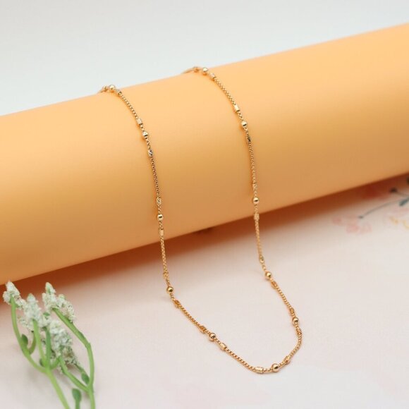 "Delicate Rose Gold Necklace with Beads, XPNL0186 - Picture 1 of 12